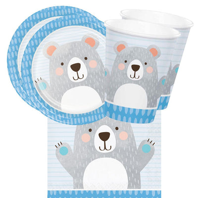 Birthday Blue Bear 16 Guest Tableware Pack Payday Deals