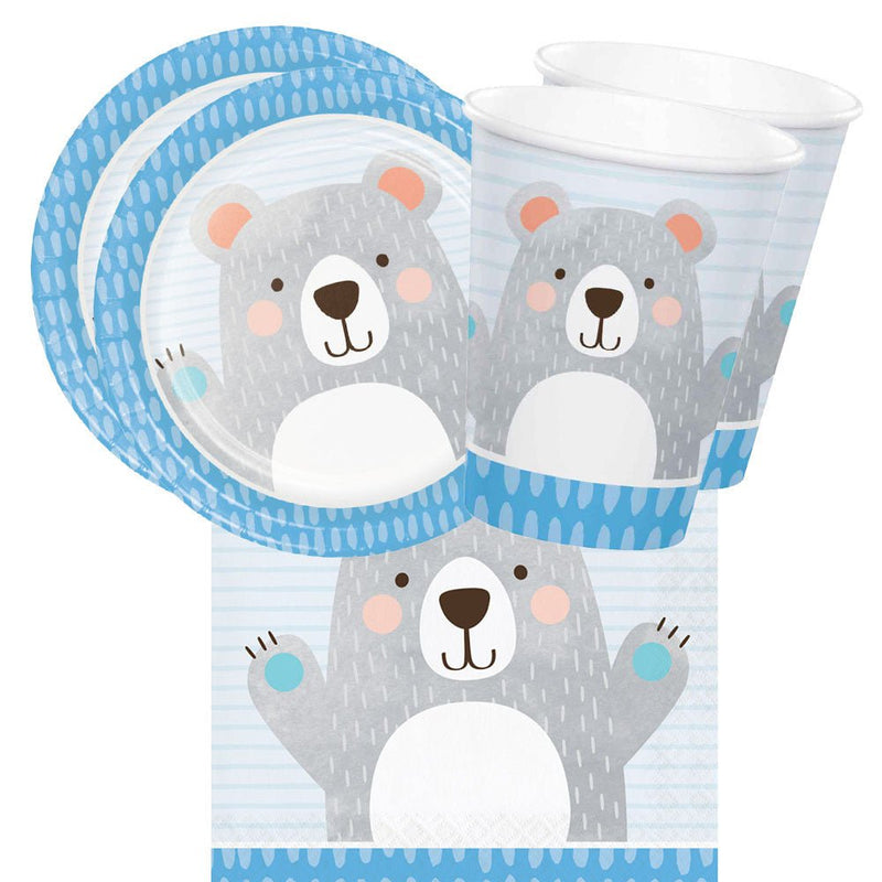 Birthday Blue Bear 16 Guest Tableware Pack Payday Deals