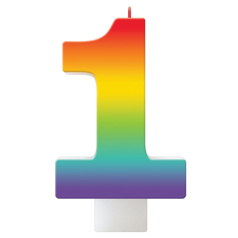 Birthday Celebration Rainbow Number 1 Candle Payday Deals