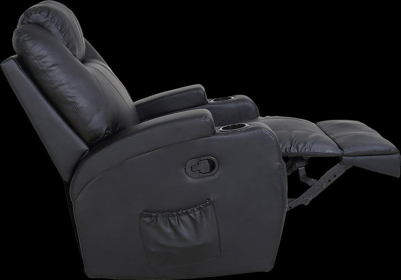 Black Massage Sofa Chair Recliner 360 Degree Swivel PU Leather Lounge 8 Point Heated Payday Deals