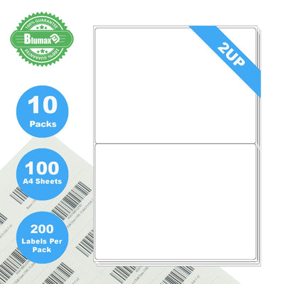 Blumax 1000 Sheets A4 Format 2UP White Labels