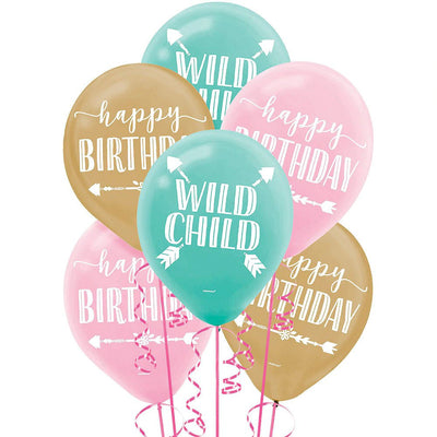 Boho Birthday Girl 30cm Latex Balloons 15 Pack Payday Deals