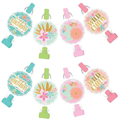 Boho Birthday Girl Party Blowouts 8 Pack