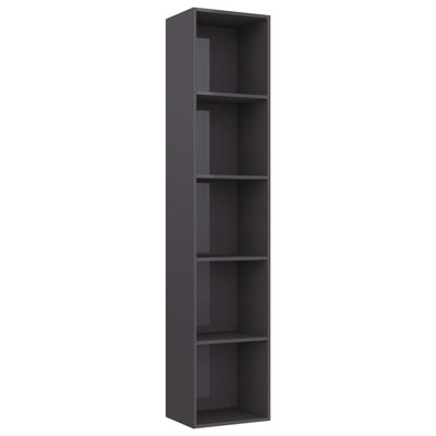 Book Cabinet High Gloss Grey 40x30x189 cm Engineered Wood Payday Deals