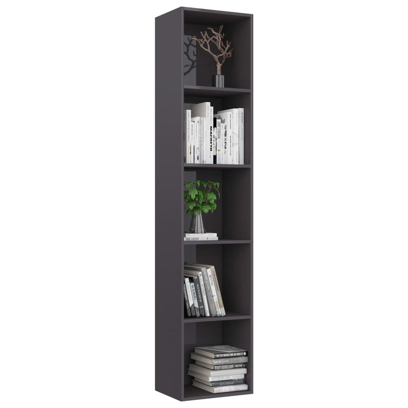 Book Cabinet High Gloss Grey 40x30x189 cm Engineered Wood Payday Deals