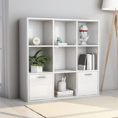 Book Cabinet High Gloss White 98x30x98 cm Chipboard Payday Deals