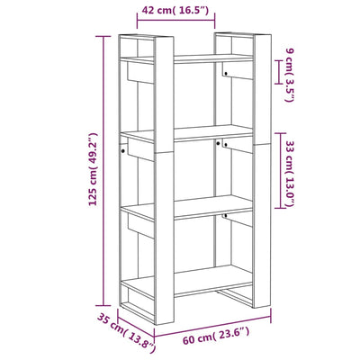 Book Cabinet/Room Divider 60x35x125 cm Solid Wood Payday Deals