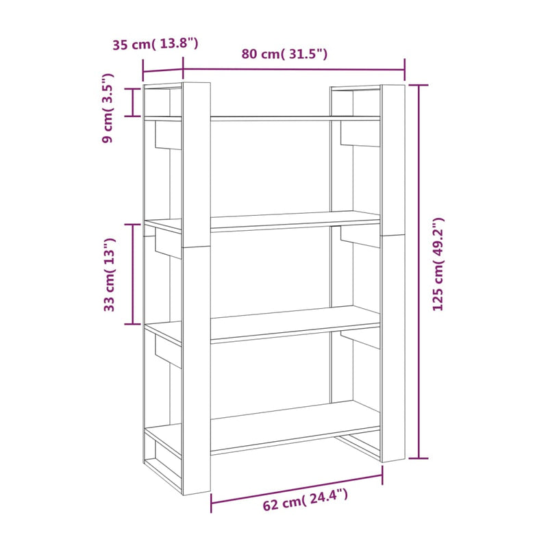 Book Cabinet/Room Divider 80x35x125 cm Solid Wood Pine Payday Deals