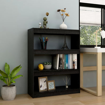 Book Cabinet/Room Divider Black 100x30x103 cm Solid Pinewood Payday Deals