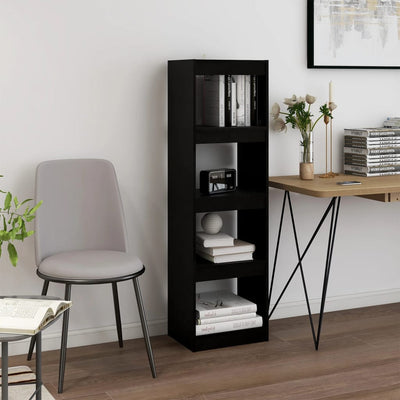 Book Cabinet Room Divider Black 40x30x135.5 cm Pinewood