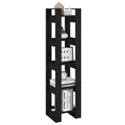 Book Cabinet/Room Divider Black 41x35x160 cm Solid Wood Pine Payday Deals