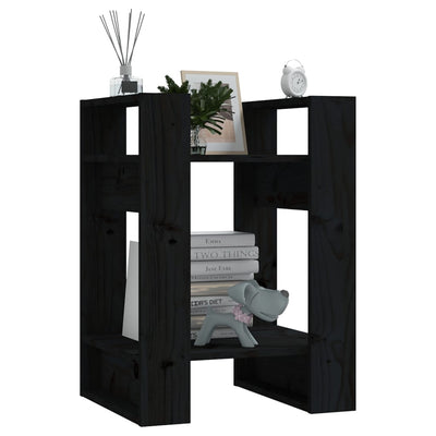 Book Cabinet/Room Divider Black 41x35x57 cm Solid Wood Pine Payday Deals