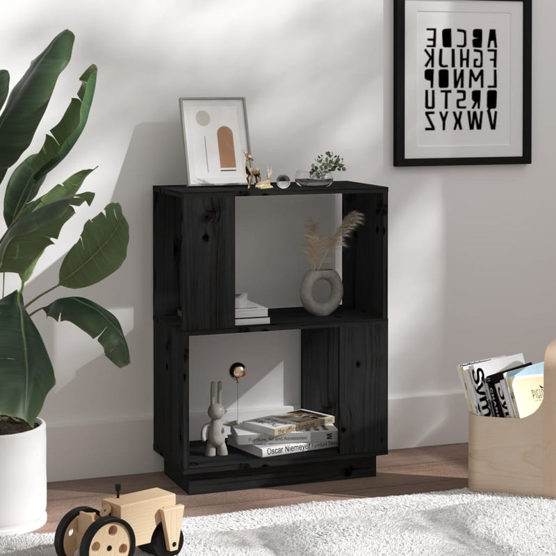 Book Cabinet/Room Divider Black 51x25x70 cm Solid Wood Pine Payday Deals