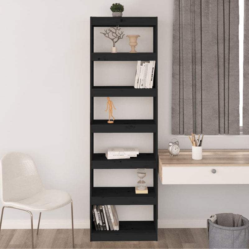 Book Cabinet/Room Divider Black 60x30x199.5 cm Solid Wood Pine Payday Deals