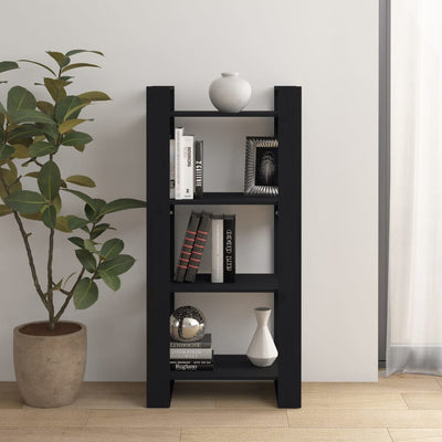 Book Cabinet/Room Divider Black 60x35x125 cm Solid Wood
