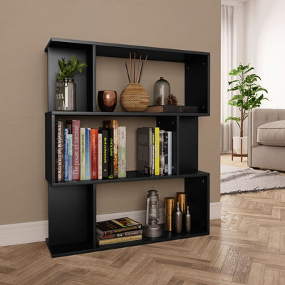 Book Cabinet/Room Divider Black 80x24x96 cm Engineered Wood