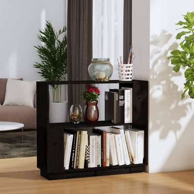 Book Cabinet/Room Divider Black 80x25x70 cm Solid Wood Pine Payday Deals