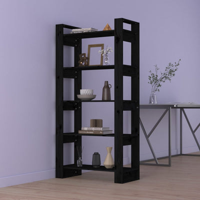 Book Cabinet/Room Divider Black 80x35x160 cm Solid Wood Payday Deals