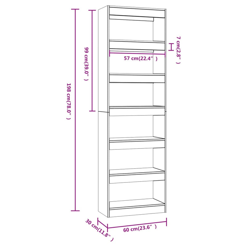 Book Cabinet/Room Divider Concrete Grey 60x30x198 cm Payday Deals