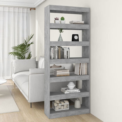 Book Cabinet/Room Divider Concrete Grey 80x30x198 cm Engineered Wood