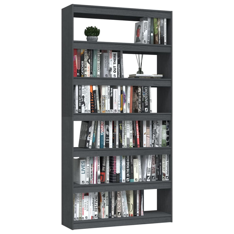 Book Cabinet/Room Divider Grey 100x30x200 cm Solid Pinewood Payday Deals