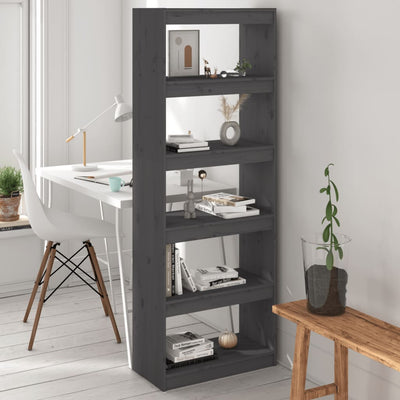 Book Cabinet/Room Divider Grey 60x30x167.5 cm Solid Wood Pine Payday Deals