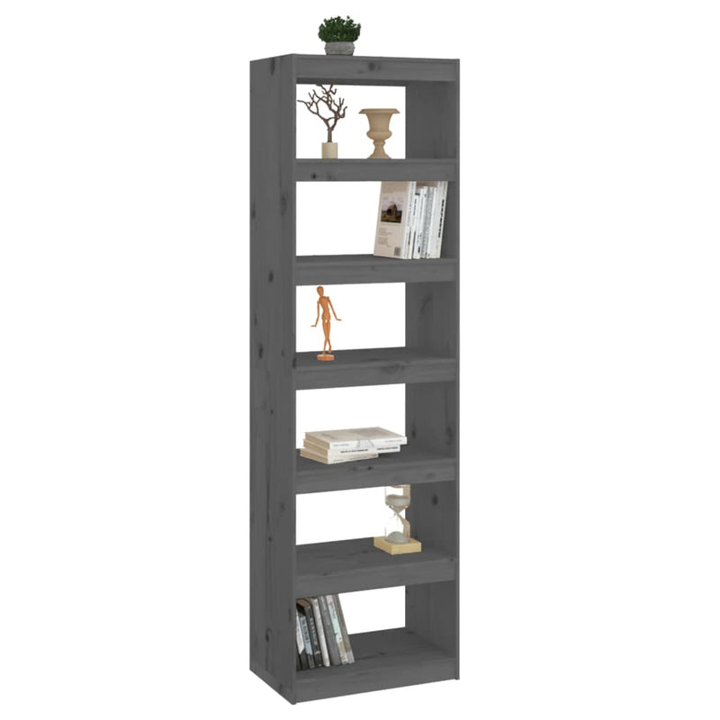 Book Cabinet/Room Divider Grey 60x30x199.5 cm Solid Wood Pine Payday Deals