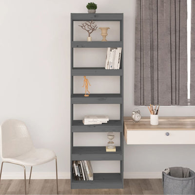 Book Cabinet/Room Divider Grey 60x30x199.5 cm Solid Wood Pine Payday Deals