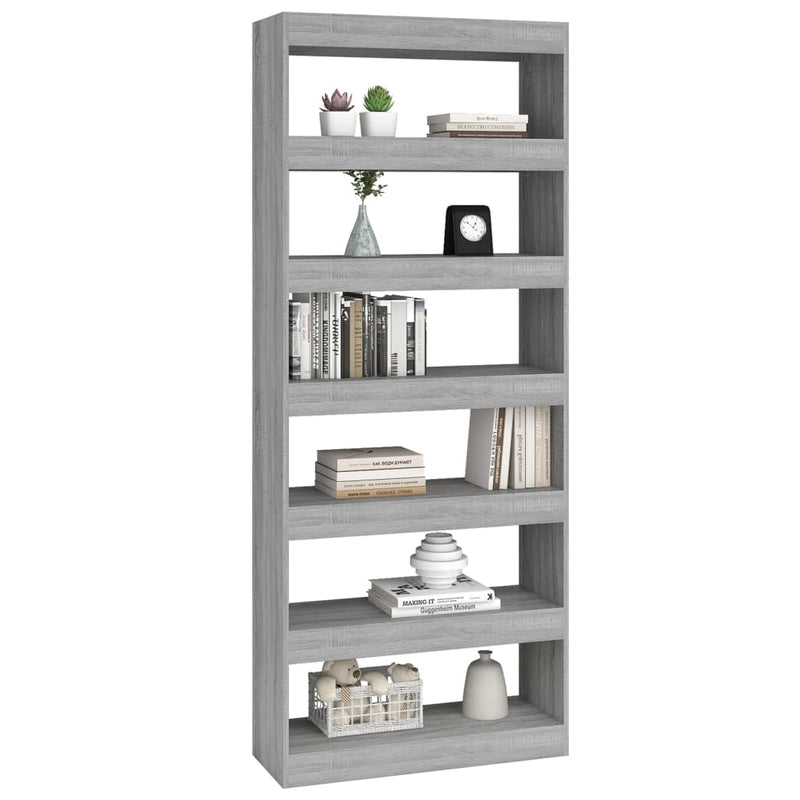 Book Cabinet/Room Divider Grey Sonoma 80x30x198 cm Engineered Wood Payday Deals
