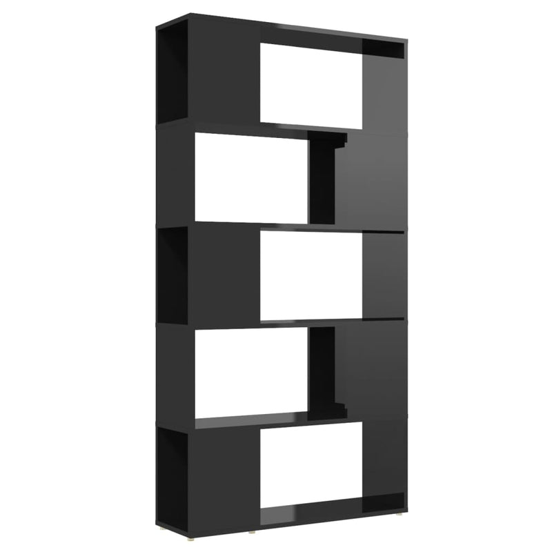 Book Cabinet Room Divider High Gloss Black 80x24x155 cm Engineered Wood Payday Deals