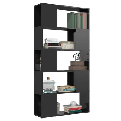 Book Cabinet Room Divider High Gloss Black 80x24x155 cm Engineered Wood Payday Deals