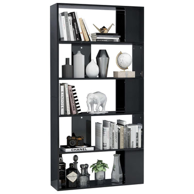 Book Cabinet/Room Divider High Gloss Black 80x24x159 cm Chipboard Payday Deals