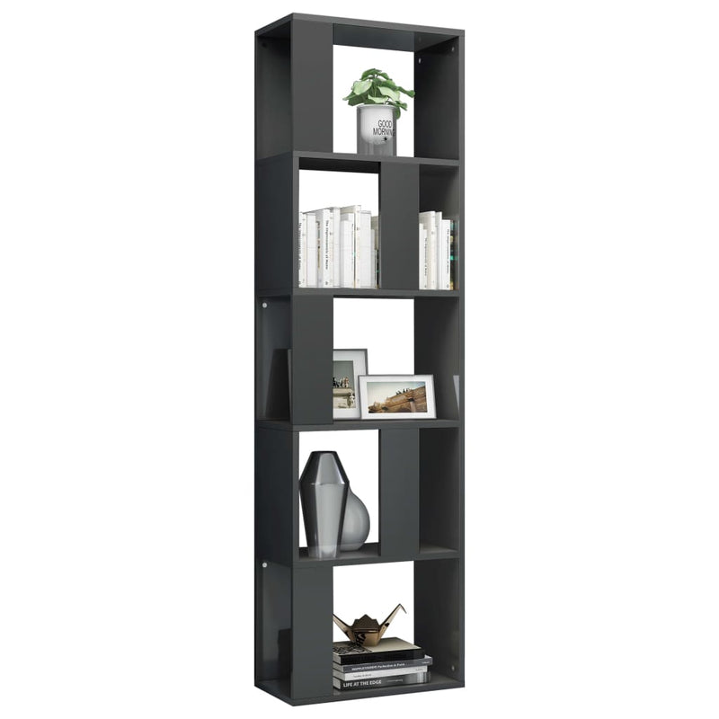 Book Cabinet/Room Divider High Gloss Grey 45x24x159 cm Engineered Wood Payday Deals