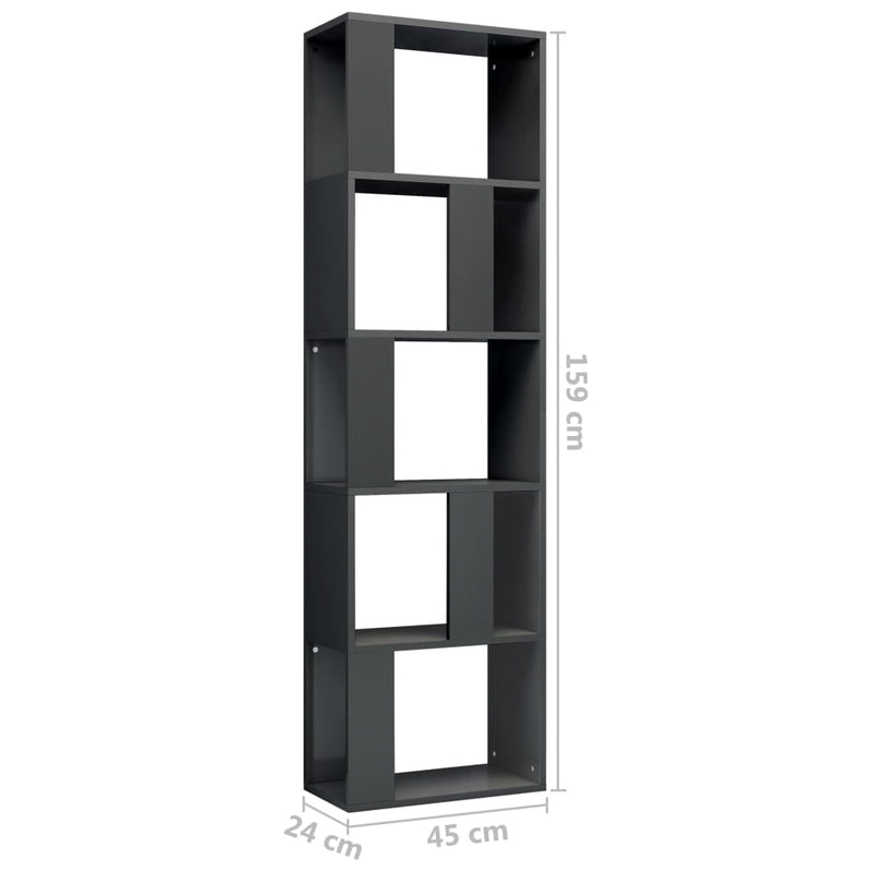 Book Cabinet/Room Divider High Gloss Grey 45x24x159 cm Engineered Wood Payday Deals