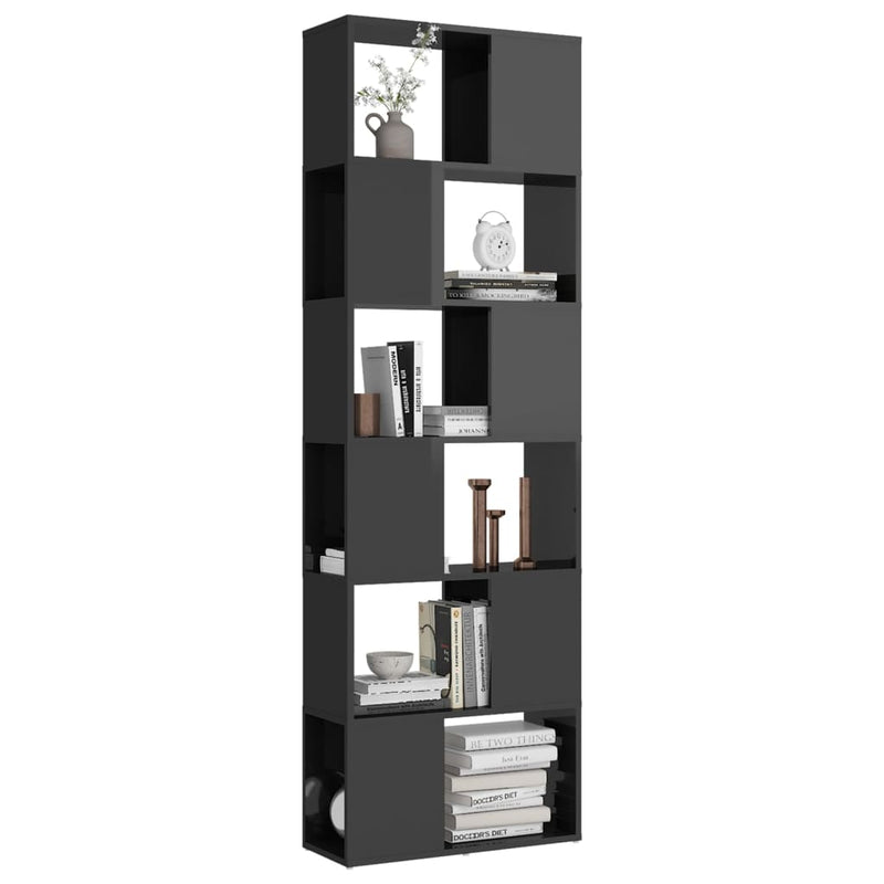 Book Cabinet Room Divider High Gloss Grey 60x24x186 cm Payday Deals