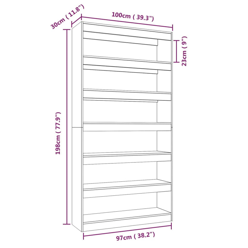 Book Cabinet/Room Divider High Gloss White 100x30x198 cm Engineered wood Payday Deals