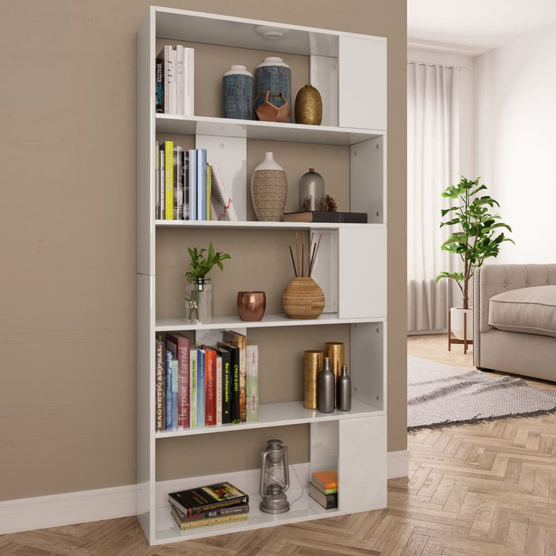 Book Cabinet/Room Divider High Gloss White 31.5"x9.4"x62.6" Engineered Wood Payday Deals