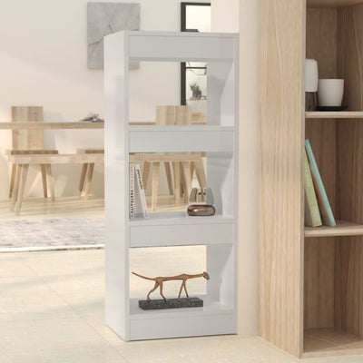 Book Cabinet/Room Divider High Gloss White 40x30x103 cm Engineered Wood