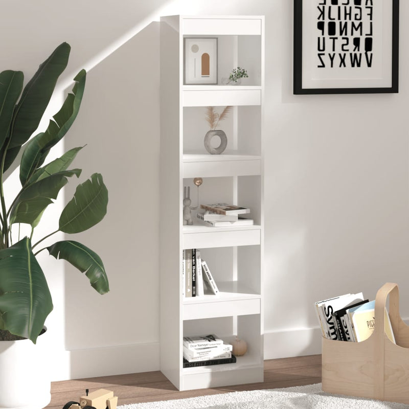 Book Cabinet/Room Divider High Gloss White 40x30x166 cm Payday Deals