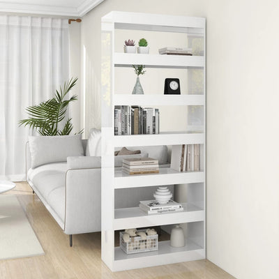 Book Cabinet/Room Divider High Gloss White 80x30x198 cm Engineered Wood Payday Deals