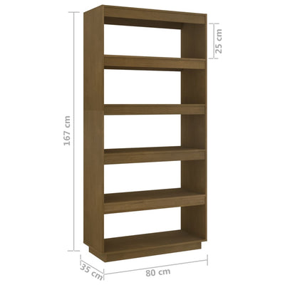 Book Cabinet/Room Divider Honey Brown 80x35x167 cm Solid Pinewood Payday Deals