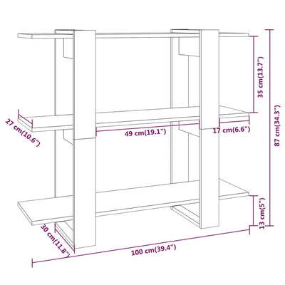 Book Cabinet/Room Divider Smoked Oak 100x30x87 cm Payday Deals