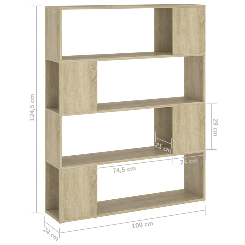 Book Cabinet Room Divider Sonoma Oak 100x24x124 cm Payday Deals