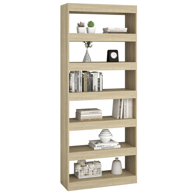 Book Cabinet/Room Divider Sonoma Oak 80x30x198 cm Engineered Wood Payday Deals