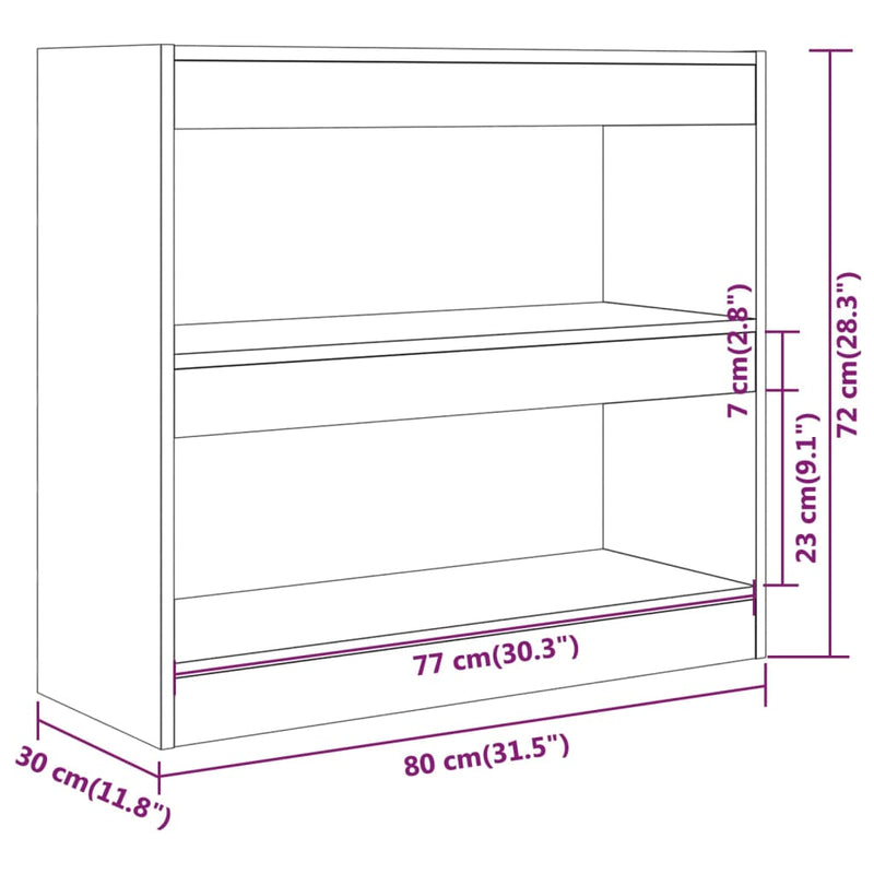 Book Cabinet/Room Divider Sonoma Oak 80x30x72 cm Payday Deals