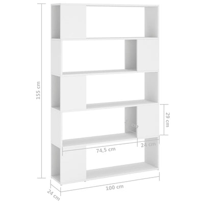 Book Cabinet Room Divider White 100x24x155 cm Chipboard Payday Deals