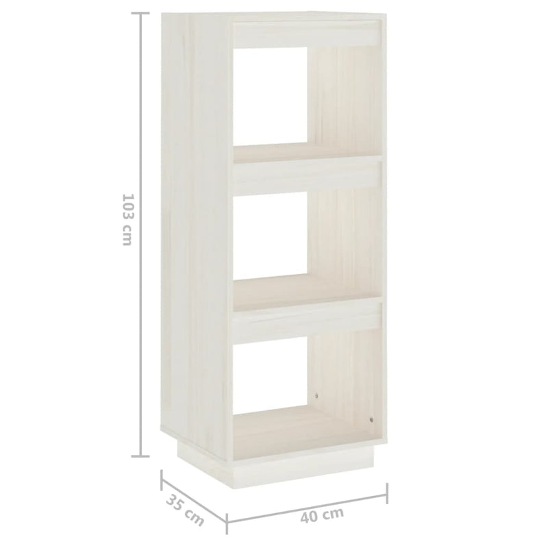 Book Cabinet/Room Divider White 40x35x103 cm Solid Pinewood Payday Deals