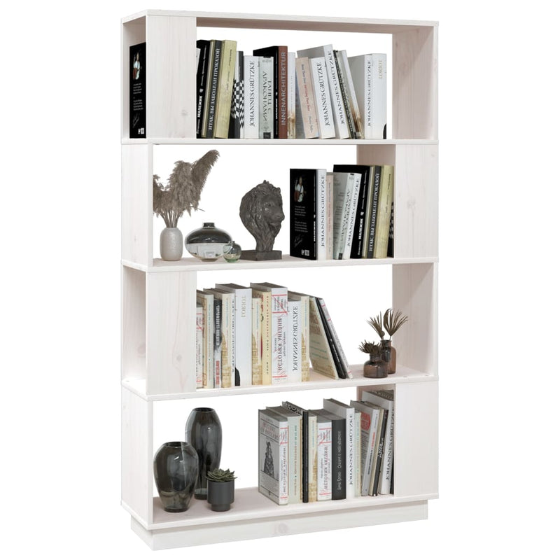 Book Cabinet/Room Divider White 80x25x132 cm Solid Wood Pine Payday Deals