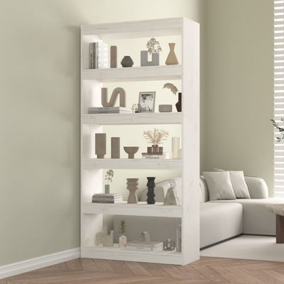 Book Cabinet/Room Divider White 80x30x167.4 cm Solid Wood Pine