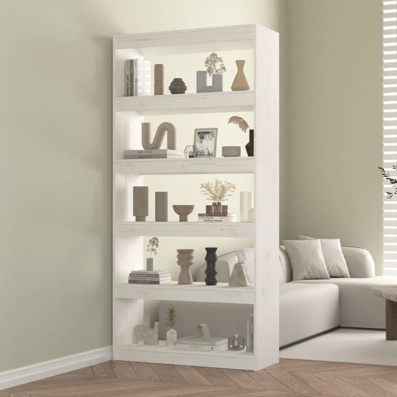 Book Cabinet/Room Divider White 80x30x167.4 cm Solid Wood Pine Payday Deals